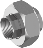 RVS 3-delige koppeling konischdichtend binnen-binnen 1.1/2&quot;