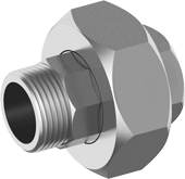 RVS 3-delige koppeling vlakdichtend binnen-buiten 1/2&quot;