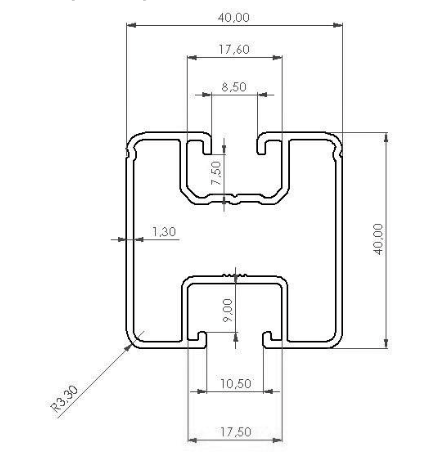 Montageprofiel aluminium 40x40x1200 zwart